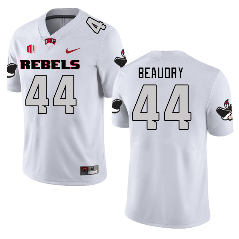 Men #44 Kyle Beaudry UNLV Rebels 2023 College Football Jerseys Stitched-White - Click Image to Close